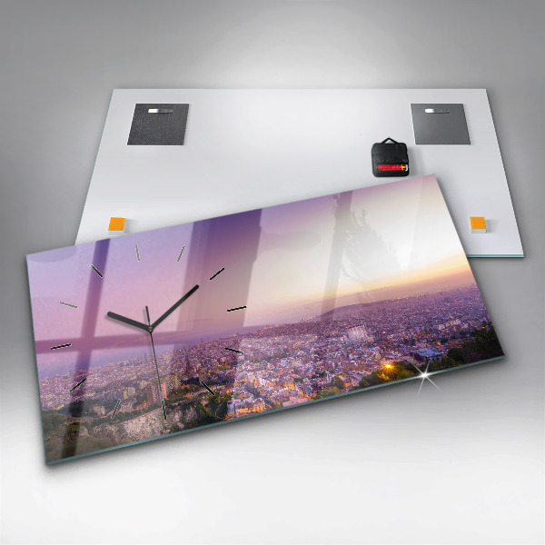 Glass wall clock rectangular Barcelona Bunkers El Carmel