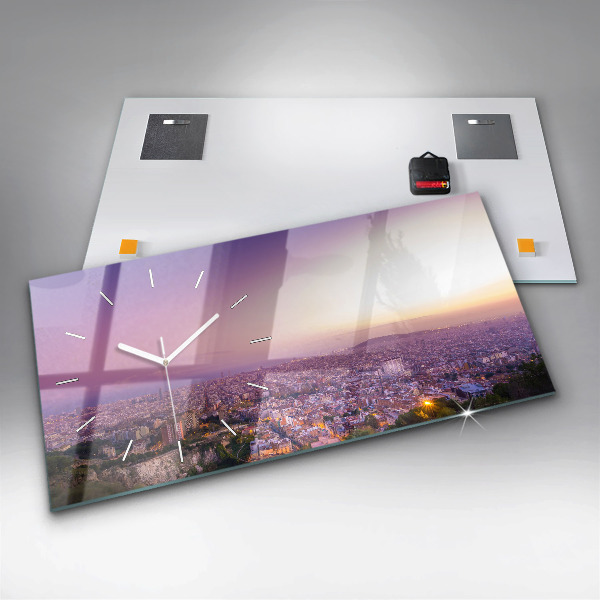 Glass wall clock rectangular Barcelona Bunkers El Carmel