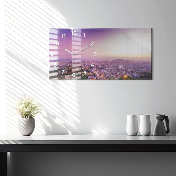 Glass wall clock rectangular Barcelona Bunkers El Carmel