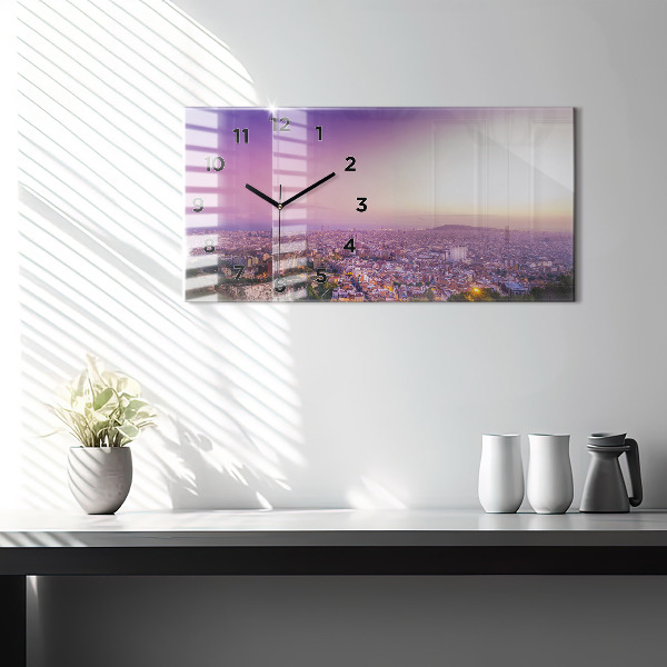 Glass wall clock rectangular Barcelona Bunkers El Carmel