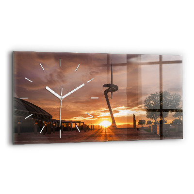 Glass wall clock rectangular Barcelona Olympic Park