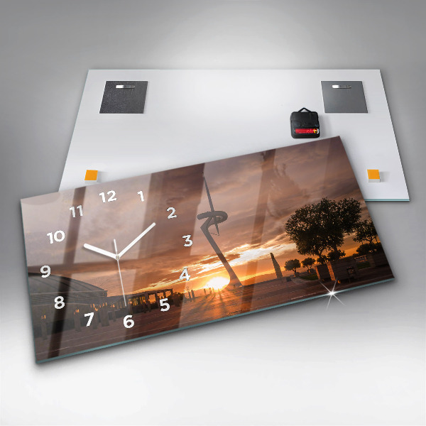 Glass wall clock rectangular Barcelona Olympic Park