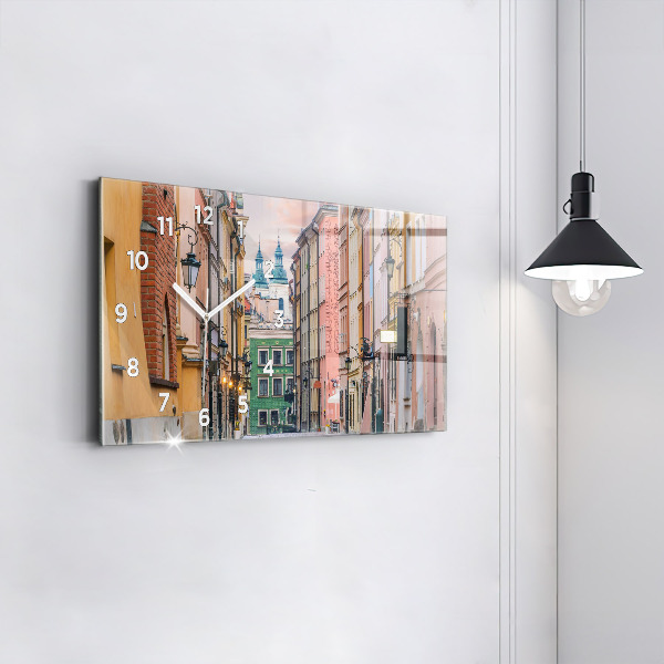 Glass wall clock rectangular Old Town in Warsaw
