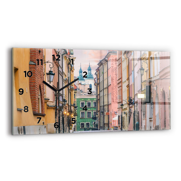 Glass wall clock rectangular Old Town in Warsaw