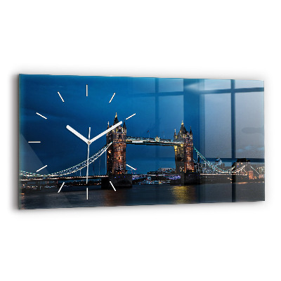 Glass wall clock rectangular Tower Bridge London at night