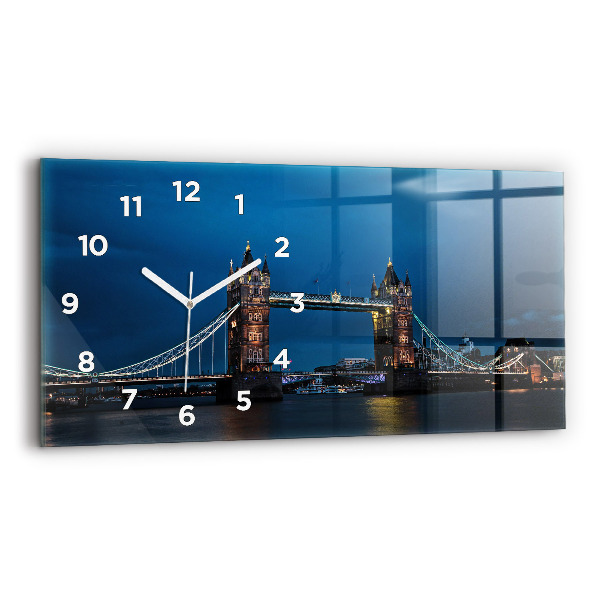 Glass wall clock rectangular Tower Bridge London at night