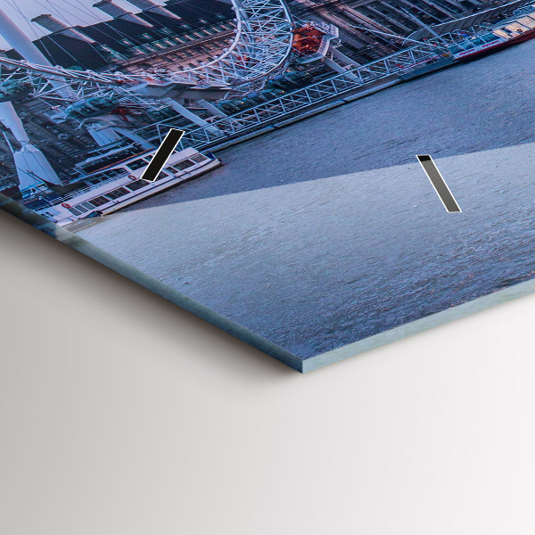 Glass wall clock rectangular London Eye city panorama