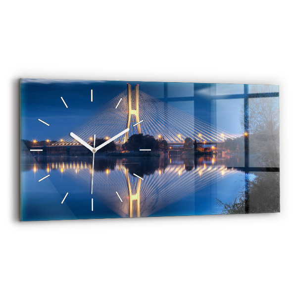 Glass wall clock rectangular Rędziński Bridge Wrocław