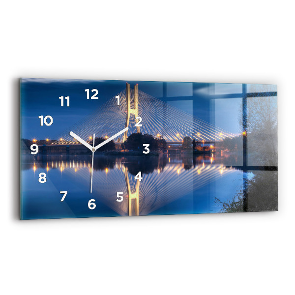 Glass wall clock rectangular Rędziński Bridge Wrocław