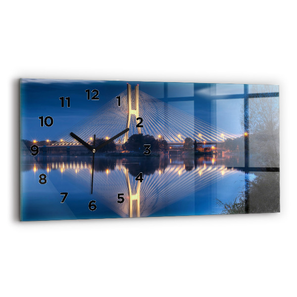 Glass wall clock rectangular Rędziński Bridge Wrocław
