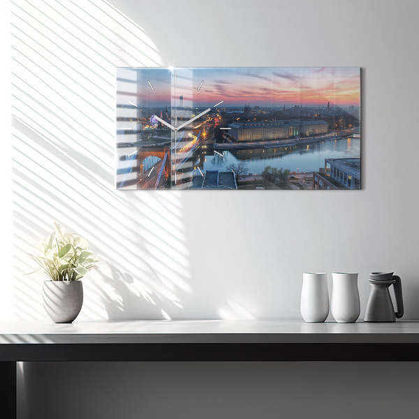 Glass wall clock rectangular Wroclaw from a drone
