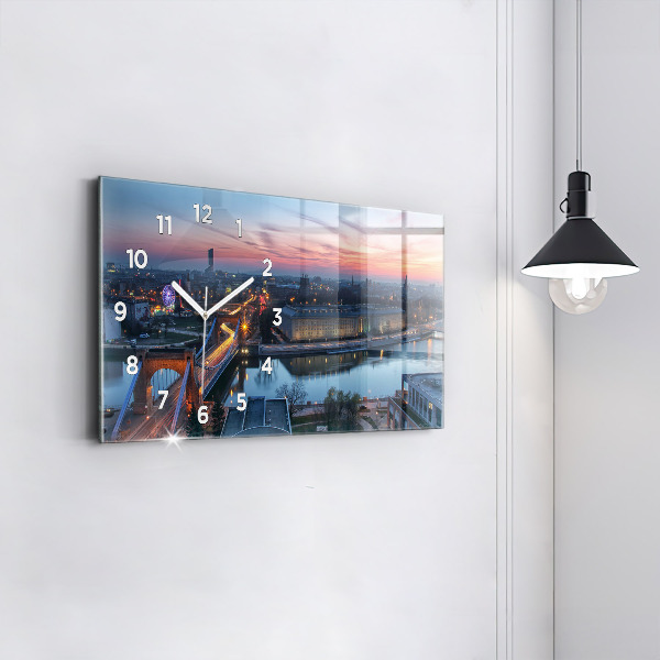 Glass wall clock rectangular Wroclaw from a drone