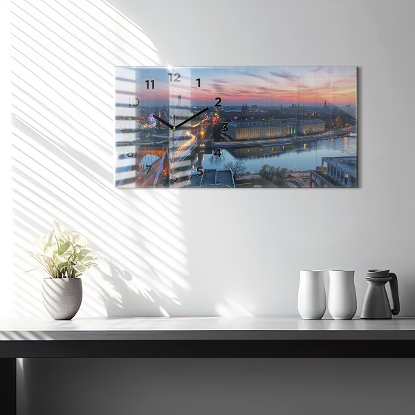 Glass wall clock rectangular Wroclaw from a drone