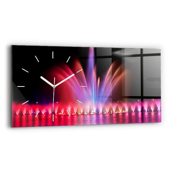 Glass wall clock rectangular Wroclaw Fountain at Night