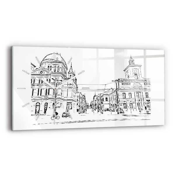 Glass wall clock rectangular Illustration of the city of Poznań