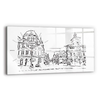 Glass wall clock rectangular Illustration of the city of Poznań