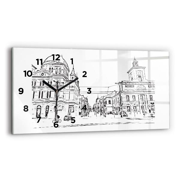 Glass wall clock rectangular Illustration of the city of Poznań