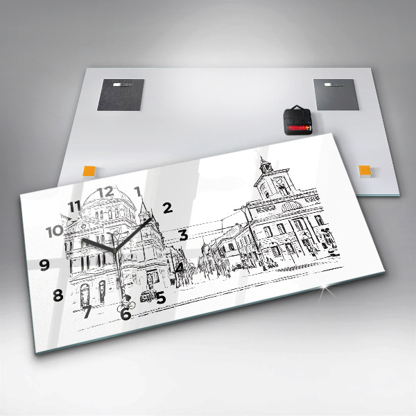 Glass wall clock rectangular Illustration of the city of Poznań