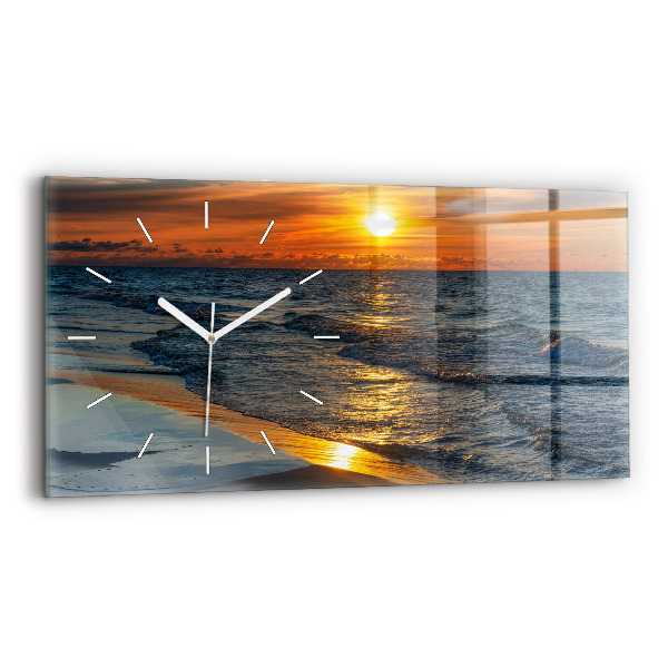 Glass wall clock rectangular Władysławowo Baltic Sea