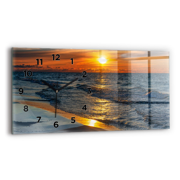 Glass wall clock rectangular Władysławowo Baltic Sea