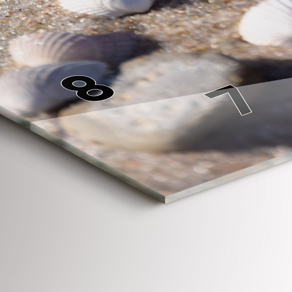 Glass wall clock rectangular Seashells on the beach