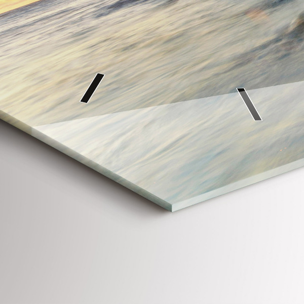 Glass wall clock rectangular The Lighthouse and the Baltic Sea