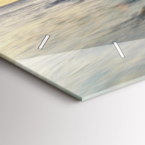Glass wall clock rectangular The Lighthouse and the Baltic Sea
