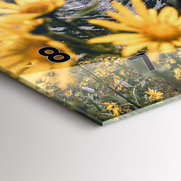 Glass wall clock rectangular Meadow flowers in the mountains