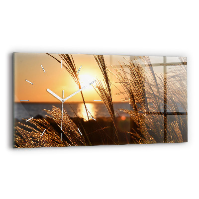 Glass wall clock rectangular Wheat In The Golden Hour