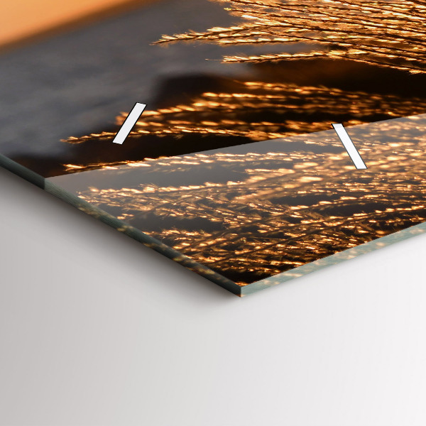 Glass wall clock rectangular Wheat In The Golden Hour