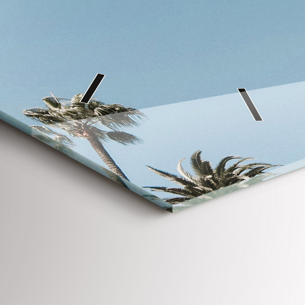 Glass wall clock rectangular Palm trees in Los Angeles