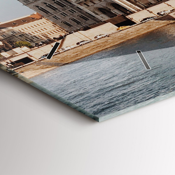 Glass wall clock rectangular Parliament in Budapest