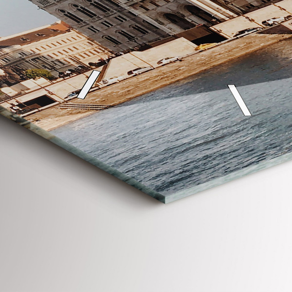 Glass wall clock rectangular Parliament in Budapest