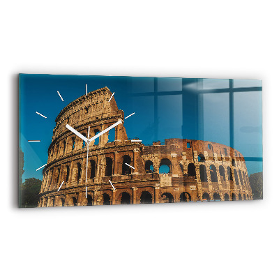 Glass wall clock rectangular The Colosseum in Italy