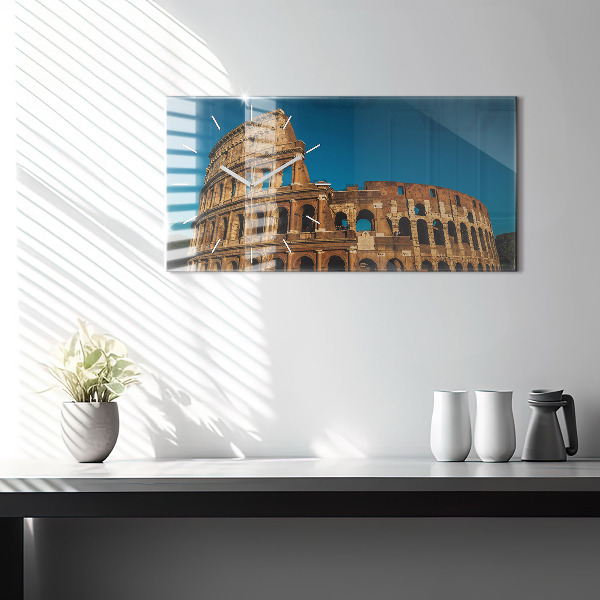 Glass wall clock rectangular The Colosseum in Italy