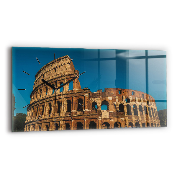 Glass wall clock rectangular The Colosseum in Italy