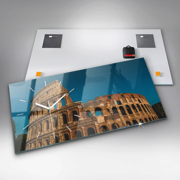 Glass wall clock rectangular The Colosseum in Italy