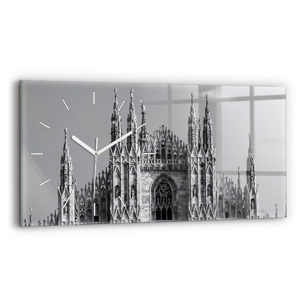 Glass wall clock rectangular Milan Cathedral