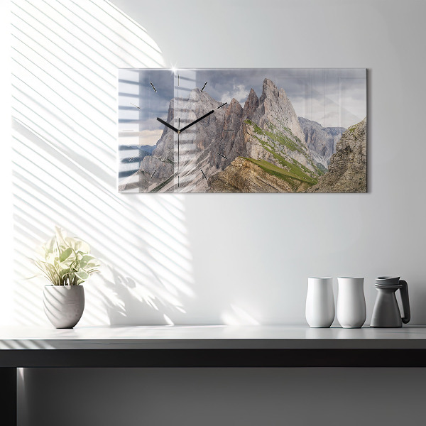 Glass wall clock rectangular Rocky Mountains