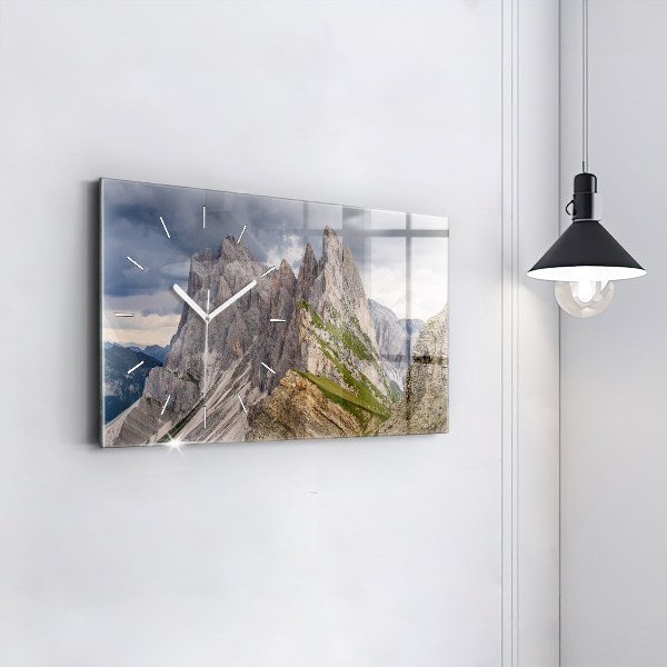 Glass wall clock rectangular Rocky Mountains