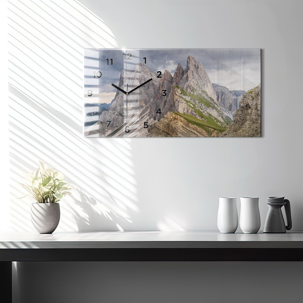 Glass wall clock rectangular Rocky Mountains