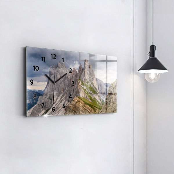 Glass wall clock rectangular Rocky Mountains