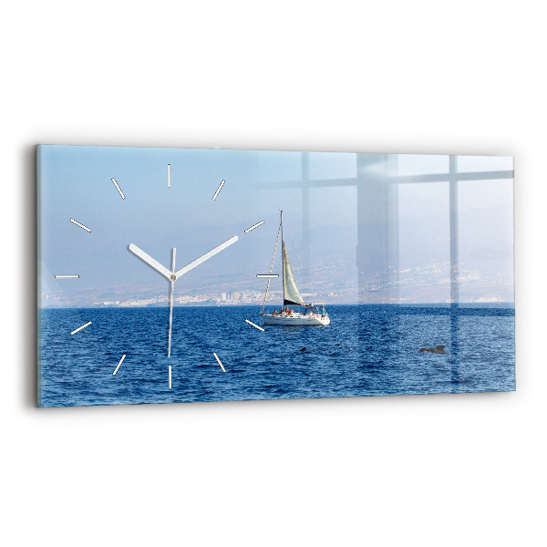 Glass wall clock rectangular Yacht in Tenerife