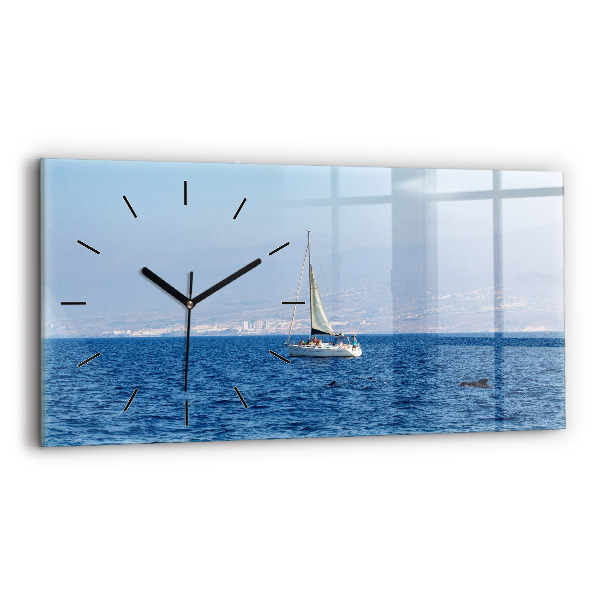 Glass wall clock rectangular Yacht in Tenerife
