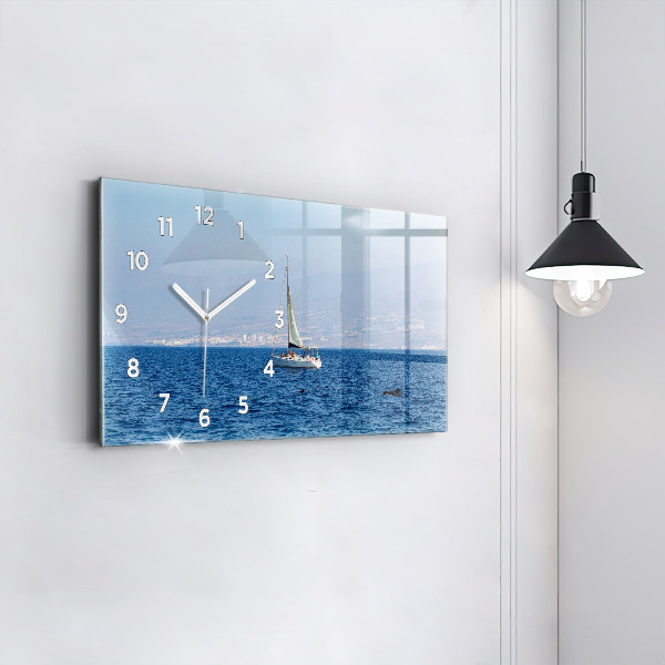 Glass wall clock rectangular Yacht in Tenerife