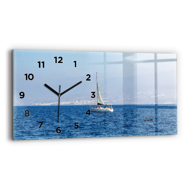 Glass wall clock rectangular Yacht in Tenerife