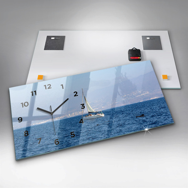 Glass wall clock rectangular Yacht in Tenerife
