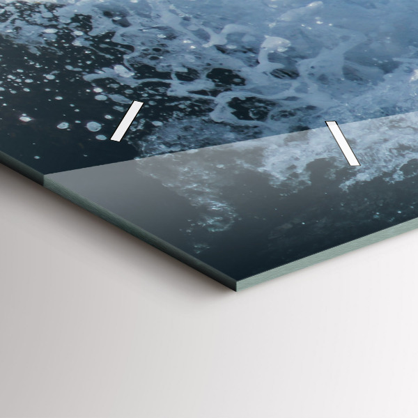 Glass wall clock rectangular Sea wave photography