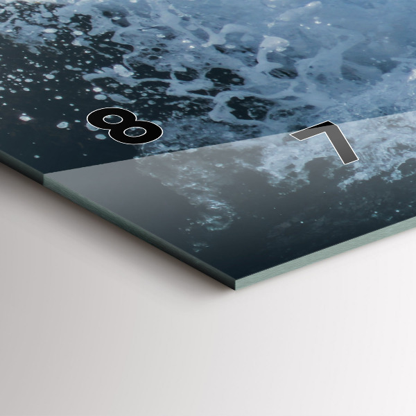 Glass wall clock rectangular Sea wave photography