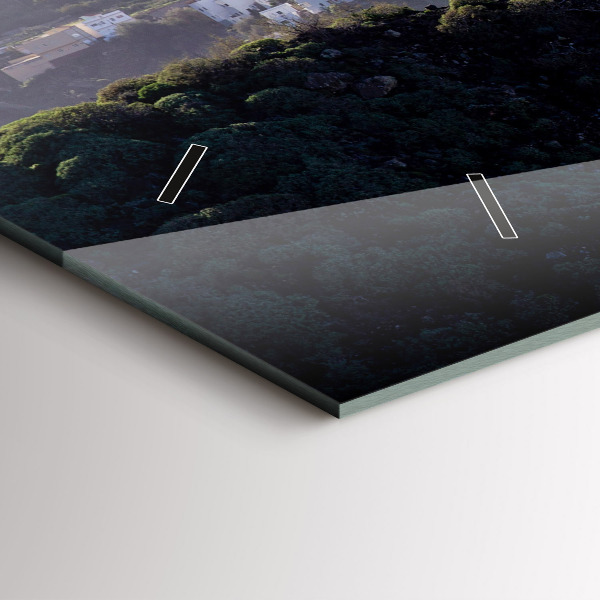 Glass wall clock rectangular Mountains by the ocean